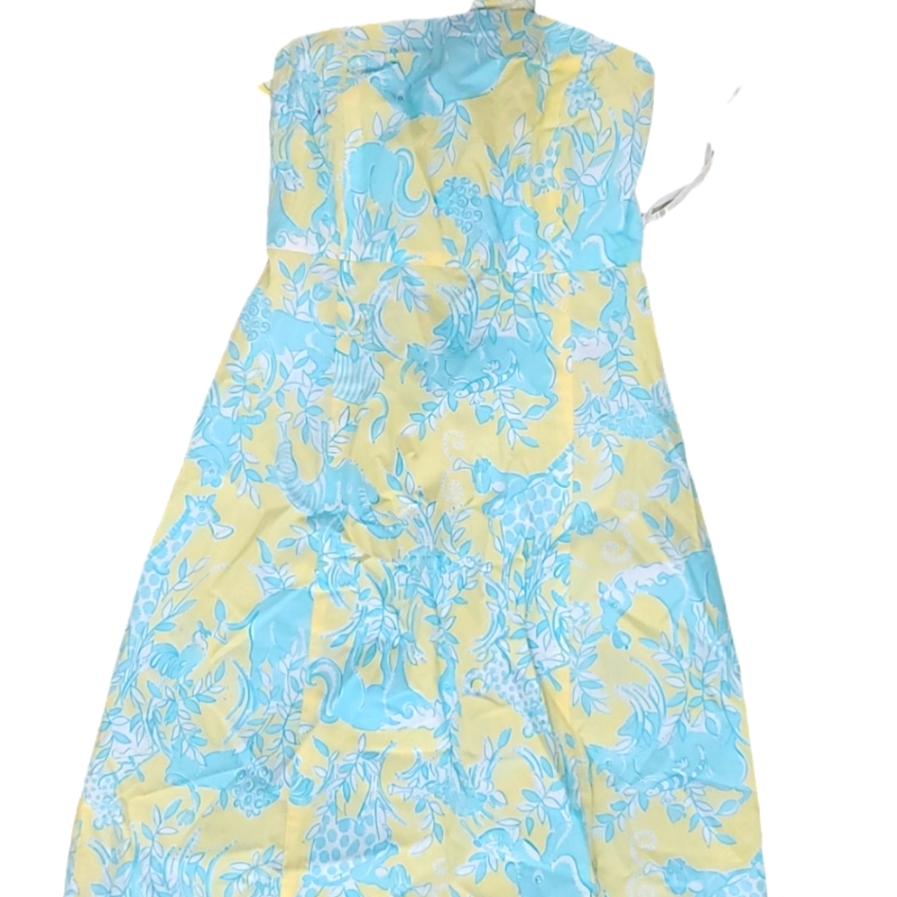 Vintage Lilly Pulitzer Bahama sunshine Junkanoo print strapless dress  sz6